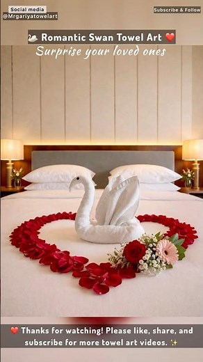 How to make swan towel art for romantic bed decoration | Easy towel art tutorial for beginners.