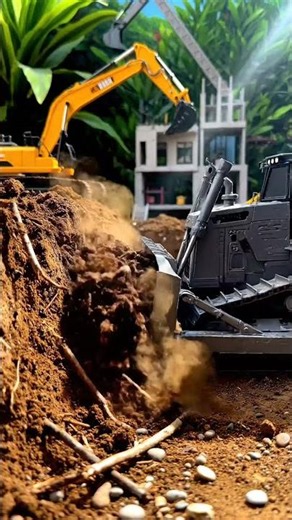 Miniature Construction Mayhem: RC Bulldozer & Excavator at Work! 🚧