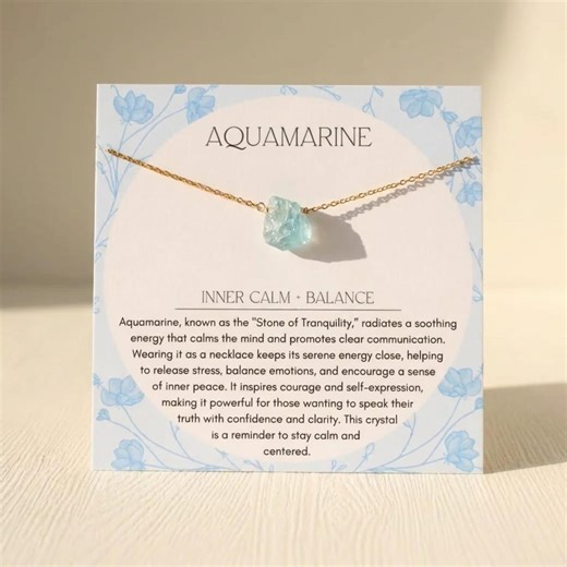 Aquamarine Crystal Necklace, March Birthstone Jewelry, Inner Calm & Confidence Crystal Gift - Etsy