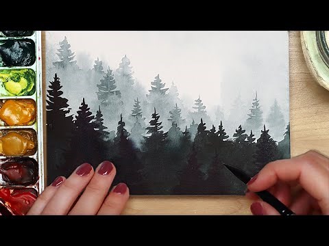 EASY Watercolor Misty Forest | Wet on Wet for Beginners WEEK 4