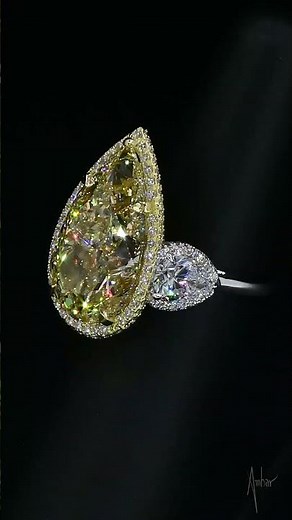 Fancy Yellow Pear‑Cut Diamond Engagement Ring | Bez Ambar