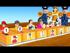 Squid Game vs Scary Teacher 3D Water Pool Trying Honeycomb Candy Shape Turn Challenge and numbers