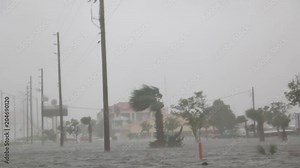 Storm Surge and High Winds In A Hurricane