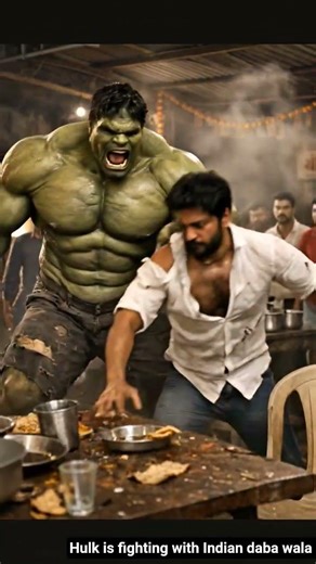 Hulk is fighting with Daba wala in India #ai #viral #cartoon #hulk