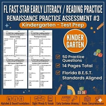 FL FAST Star Reading Practice Assessment #3 | Kindergarten - Test Prep