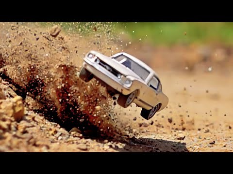 Scale Toy Cars Hillclimb Race Fail and Crash Collection in Slow motion 1000 fps