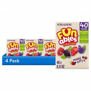 (4 pack) Funables Fruity Snacks, Mixed Berry Flavored Snacks, 0.8 Ounce Pouches, 40 Count