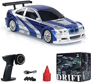wheelfun 1/43 RC Scale Ready to Go Race Car Remote Control Drift 4WD Mini Lights System 4WD Racing Car RC Full Proportional 2.4g Mini Race Gift Radio Control High Speed Model Without Gyro,
