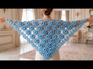 Crochet Rose Shawl - One Piece Knit - EASY Step-by-Step Tutorial