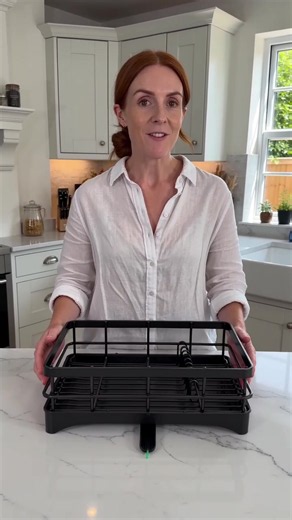 Extendable Black Dish Rack with Drain Tray — Space-Saving Solution