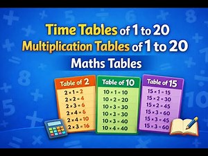 Multiplication Tables of 1 to 20 | Maths Tables | Time Tables 1–20
