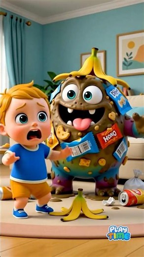 Don't Mess Up ! Trash Monster is Here 😱🗑️ | Don't Litter | Baby Cartoon Nursery Rhymes #shorts