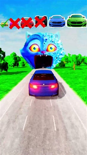 Big & Small Cars vs Ice Mutant Cat Open Mouth! 😱🚗 #shorts