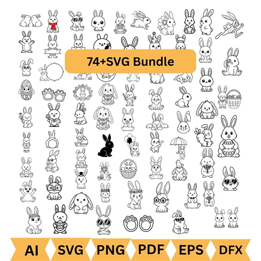 Cute Bunny SVG Bundle | Easter Bunny SVG, Rabbit Clipart, Kawaii Bunny SVG, Bunny Png Bundle | Cricut Bunny Faces, Spring Rabbit Png - Etsy