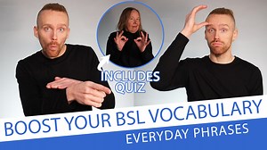 Enhance your British Sign Language (BSL) vocabulary with these multi-channel signs that involve hand movements, facial expressions and body language. These signs are the equivalent of short sentences in English. Using these signs can take your signing up a notch 👍. In the top left hand corner, we've added a little extra context to help with the meaning of some of these signs. We hope it helps! The receptive quiz is signed by Kirsty, a member of the Deaf community based in Leicestershire. Thank 