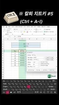 엑셀 컨트롤 단축키 / 컨트롤(Ctrl + A~I) 모음 #excel #exceltips
