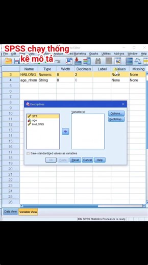 Spss cách chạy thống kê mô tả #spss #thongkemota