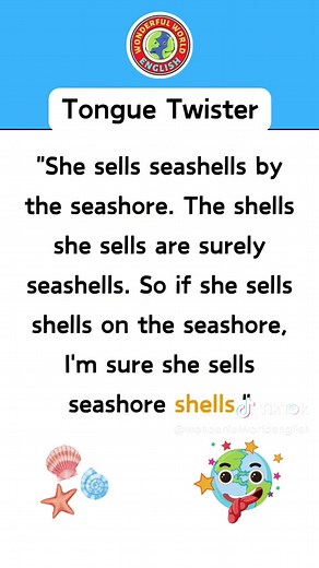Tongue Twister | English Lesson “She sells seashells by the seashore. ...