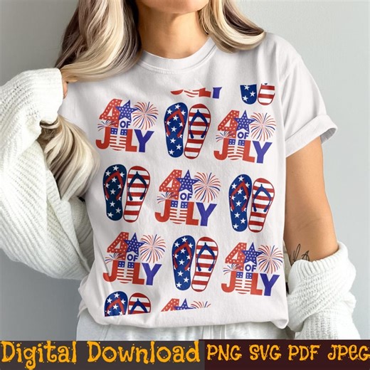 4th of July Flip Flops Svg, Patriotic Sandals Png, Independence Day Beach Design, Usa Summer Shirt Cricut Svg - Etsy
