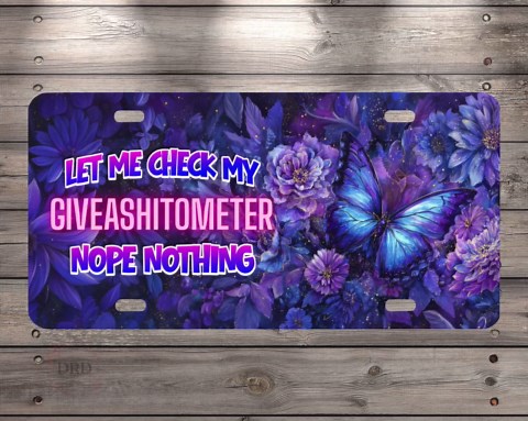 Sarcastic Butterfly License Plate PNG - Funny Floral Car Tag Design - Snarky Digital Sublimation - Giveashitometer Sublimation Graphic - Etsy
