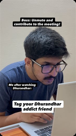 Athul Biju Abraham on Instagram: "That ‘Dhurandhar’ confidence right until you realize your mic wasn’t actually on mute. 🎤💀 Oops! Watch Dhurandhar in @netflix_in !! @ranveersingh @adityadharfilms @saraarjunn @rampal72 @duttsanjay @danishpandor @actormaddy Virtual meetings, zoom call fun , office fun,call humour, work from home, dhurandhar movie , netflix india #dhurandhar #netflixindia #ranveersingh #corporateindia #corporatelife"