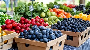 A Colorful Display of Fresh Produce at a Farmers Market Stall