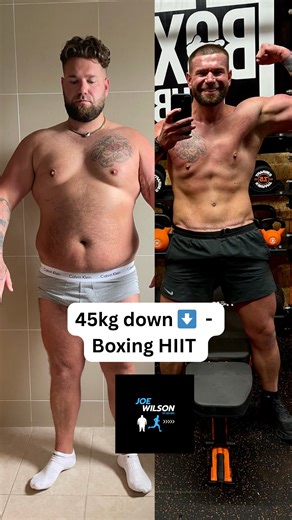 Joe Wilson on Instagram: "I would never in a million years post a video with my top off — I feel uncomfortable even posting this, and I’m 7 stone down!! BUT I always say to my clients: get comfortable being uncomfortable… so how can I not be the same? Lead by example 💯 A few snippets from today’s session 💪🏼 Watch Connor put me through my paces… Started with 8 rounds on the pads — I really enjoy this. Don’t go off my facial expressions, it’s like therapy 😅 Onto the bags after, and no — not th