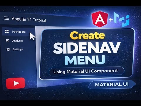 Angular 21 tutorial part 7 | Side nav menu creation in angular material UI