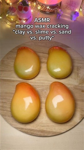 mango wax cracking asmr🥭 *clay vs. slime vs. putty vs. sand* #asmr #asmrforsleep #mango