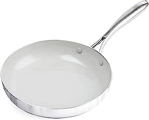 GreenLife Tri-Ply Stainless Steel Healthy Ceramic Nonstick, 11" Frying Pan Skillet, PFAS-Free, Multi Clad, Induction, Dishwasher Safe, Oven Safe, Silver