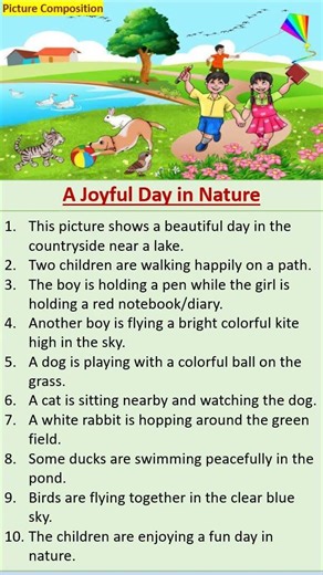 A Joyful Day in Nature -Picture Composition #essay #english #shorts #viral #class2-5 #10linesessay