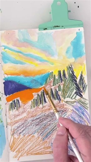 Satisfying landscape painting from start to finish #acrylicpainting #howtopaint #paintingtutorial