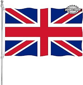 UK United Kingdom Flag 3x5 England British Flag Double Sided Outdoor National Flags Heavy Duty 3 Ply Polyester Material with 2 Metal Grommets 4 Rows of Stitching