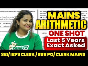 Last 5 Year Asked 50+ Mains Arithmetic One Shot In IBPS CLERK/ RRB PO MAINS 2025-26 | Minakshi Ma'am