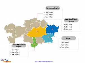 Kazakhstan Map with 14 Regions - Free PowerPoint Template