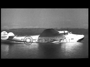 A Boeing 314 'Clipper' in flight during a test in the United States. HD Stock Footage