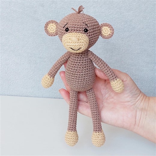 Monkey Plush, Handmade Crochet Amigurumi, Stuffed Animal Doll, Toddler Toy, Nursery Decor - Etsy