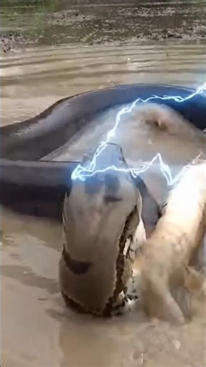 reticulated python hunts electric Eel #shorts #animalfight #python