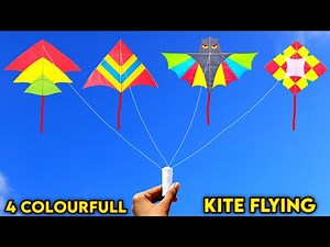 4 colourfull paper kite , how to make dragon kite , Easy paper kite making , Delta kite