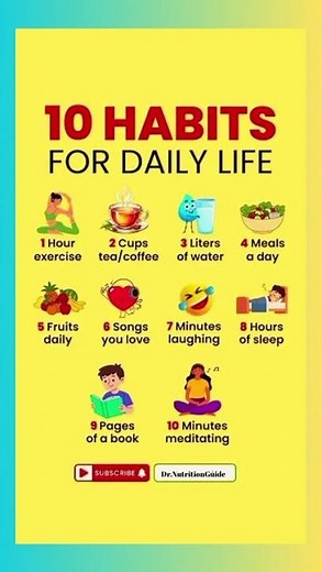 10 Daily Habits to Boost Health & Happiness! 🌞💪📚 #HealthyLifestyleBuild