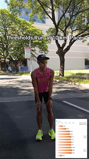 Thresholds runs this is where you practice holding faster paces longer either in a sustained tempo run or long intervals. This helps your muscles delay fatigue so that you can run at a higher intensity longer . #endurance #runner #coach | Welfredo Piano