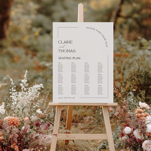 Seating Chart by Number, Wedding Seating Board, Printable Wedding Sign, Welcome Sign, Modern, Elegant, Minimalistic, Canva Template - Etsy