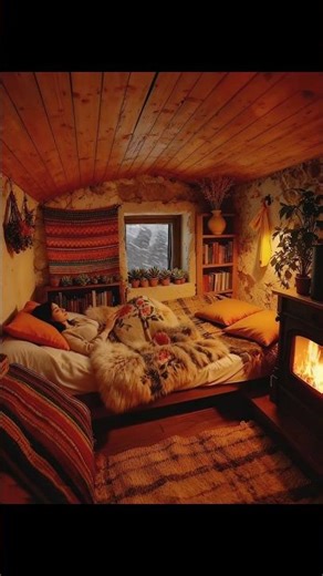 Cozy Rustic Log Cabin ❄️💖🔥 for Relax and Deep Sleeping With Crackling Fireplace Sounds and Snowfall