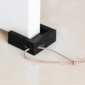 Door Stopper, Shock Absorbent Block Door Stop Wedge, Home Office Door Anti-Collision Non Slip Doorstop for Most Floor Types and Carpet Heavy Duty Door(Black)