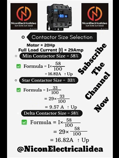 How to calculate the correct contactor size for motors and electrical loads.#electrical#electrician