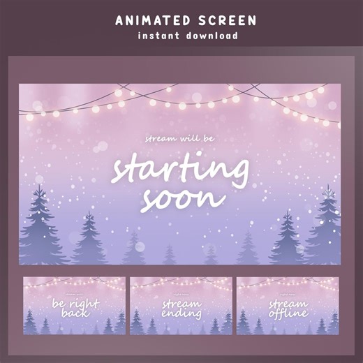 Twinkle Frost Animated Stream Screen Overlay, Winter Pastel Stream Overlay, Snowy Stream Overlay, Fairy Lights Overlay, Purple Pink Overlay - Etsy