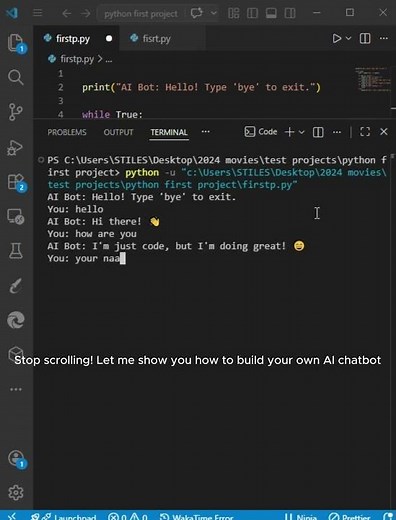Create Your Own AI Chatbot | Python #shorts