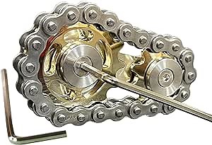Sprocket Fidgets Chain Stainless Steel Fidget Cube Gears Linkage Bike Chain Novelty Fidget Block Kinetic Desk Toy Metal EDC Focus Meditation Break Bad Habits ADHD (Gold)