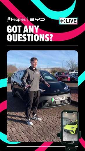 Peoples BYD Live | Dream Weekend UK Join us live on TikTok for BYD Live – Dream Weekend UK, where Colin and the Peoples BYD team bring you a full day of electric excitement. Expect live walkarounds, real-time Q&A, prize giveaways and exclusive opportunities to book test drives. Whether you’re new to electric, curious about hybrid technology, or ready to make the switch, this is your chance to see BYD in action, ask your questions live and get hands-on support from our team. 📍 Live on TikTok 🕙 