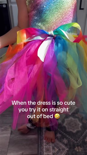 This little rainbow sequin dress is adorable — perfect for dress-up, parties, photos, or just your toddler living her best princess life ✨ It comes with the matching bow and the tulle is so pretty in person. Such a fun, affordable outfit for any occasion 🌈💖 #toddlersstyle #cutekidsfashion #partydress #girlyfinds #rainbowvibes